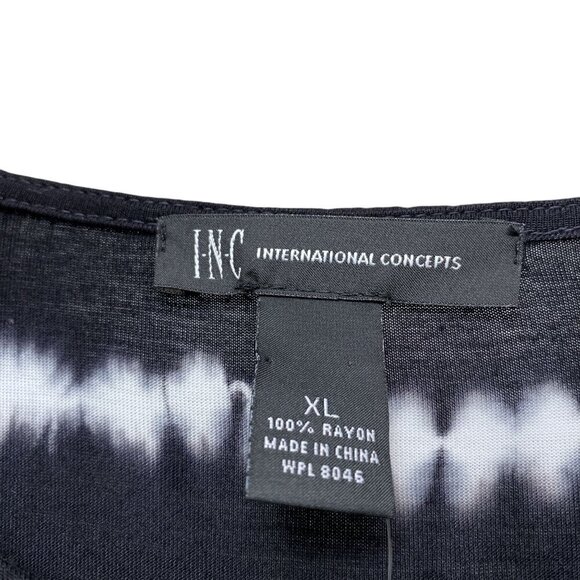 I.N.C International Concepts Tunic Tee Size XL Cold Shoulder Black Tie dye Women - Picture 4 of 10